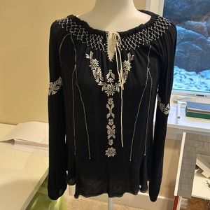 Free People black gauze cotton tunic